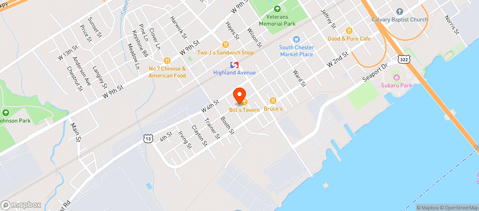 Map showing Bills Tavern