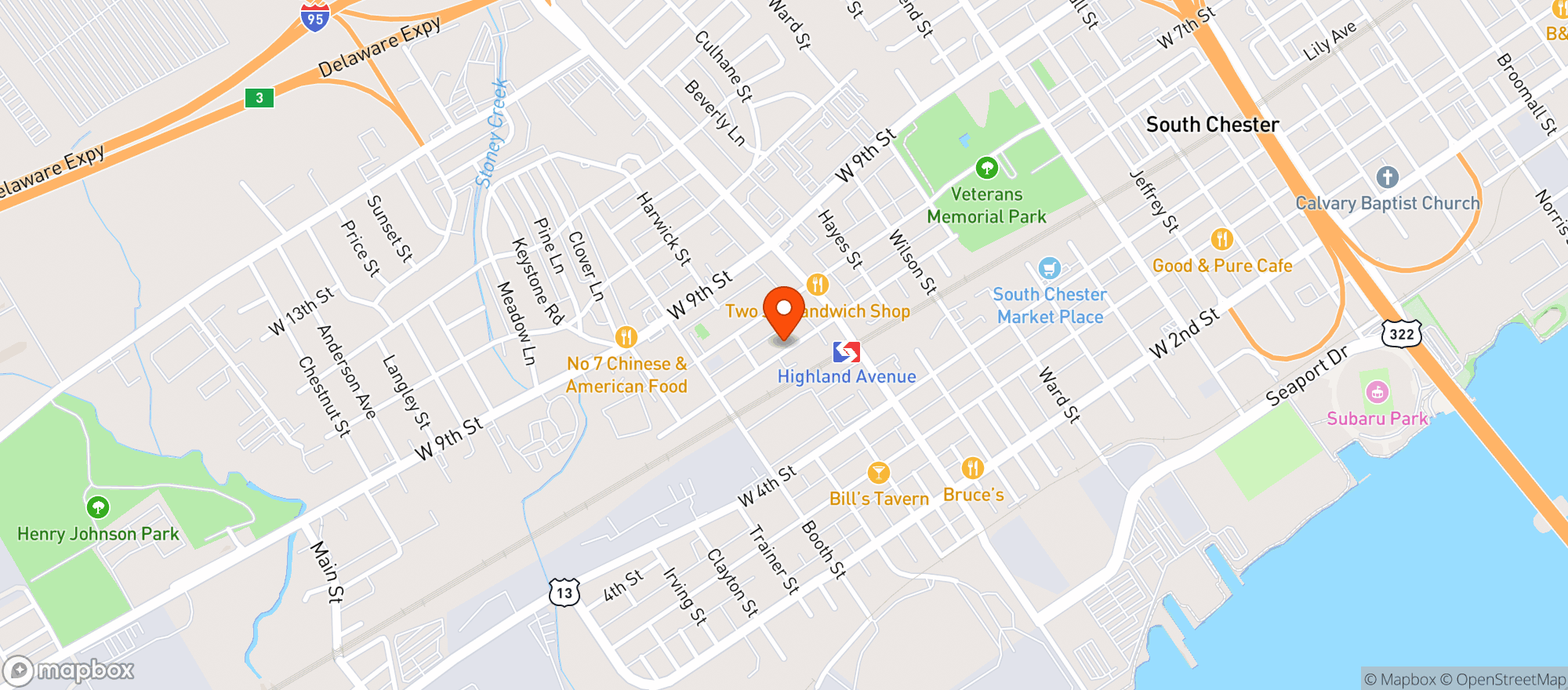 Map showing Joes Bar