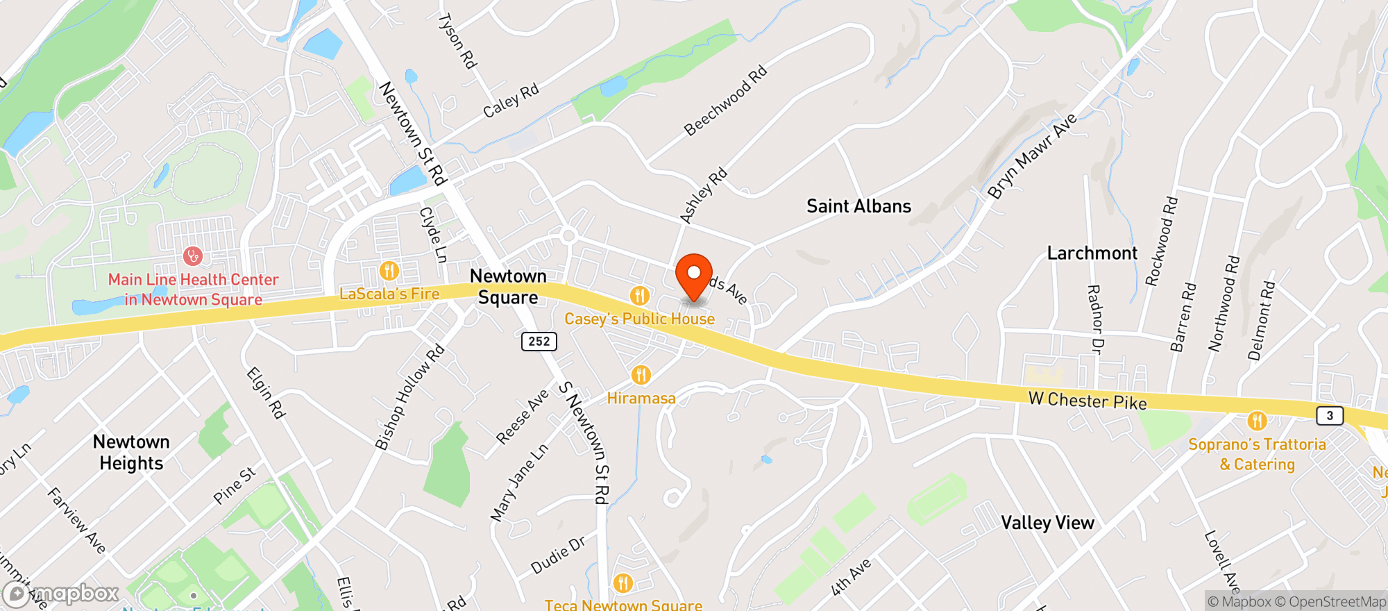 Map showing Newtown Suds
