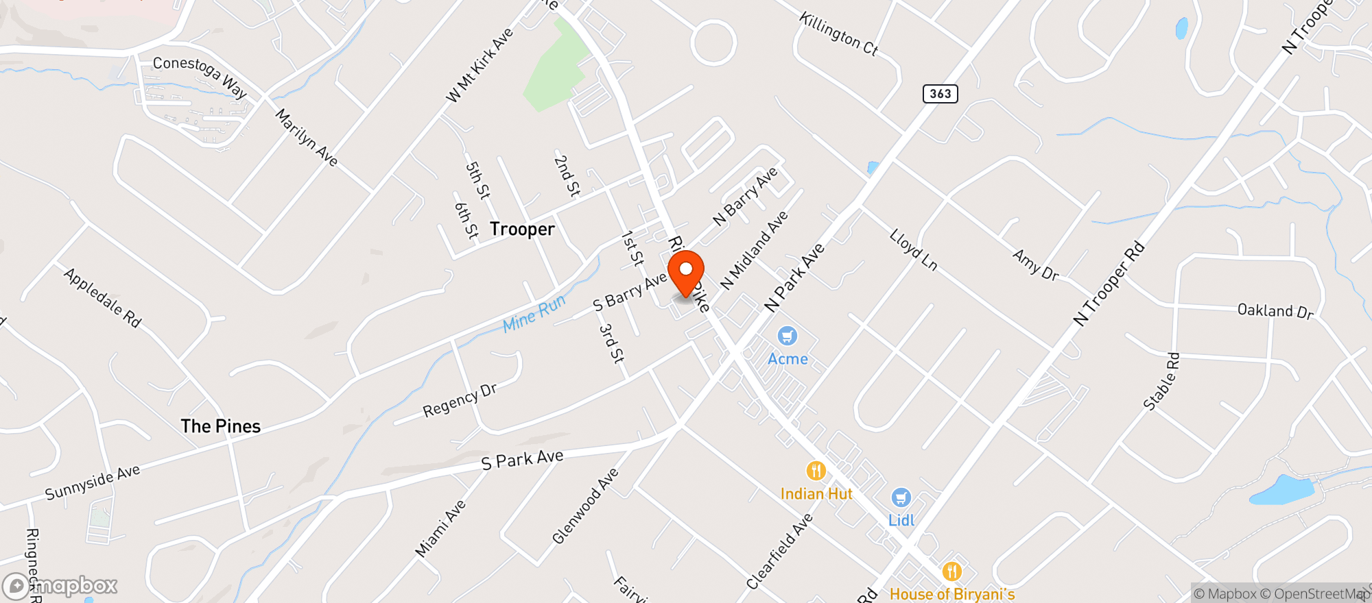 Map showing Ridge Pike Bev Inc