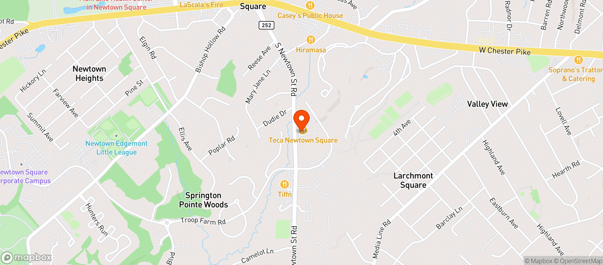 Map showing Teca Restaurant(Nwtn-Sq)