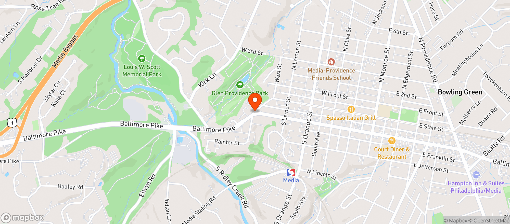 Map showing Sterling Pig Brewery