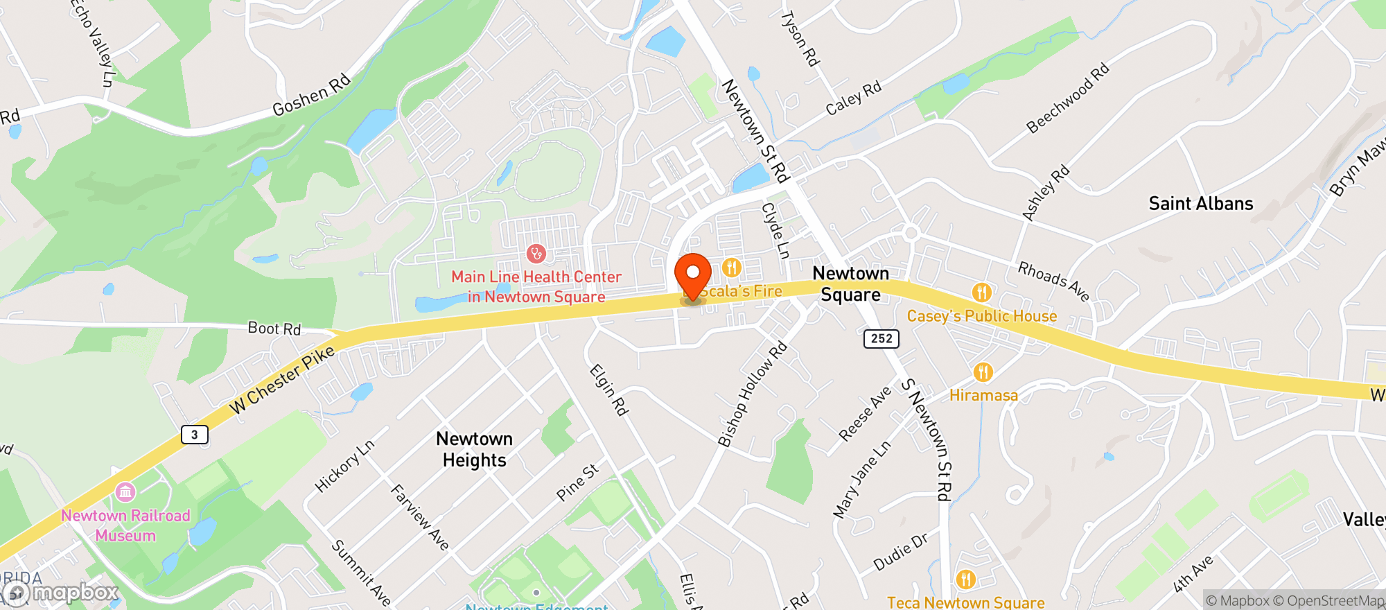 Map showing Whole Foods - Newtown