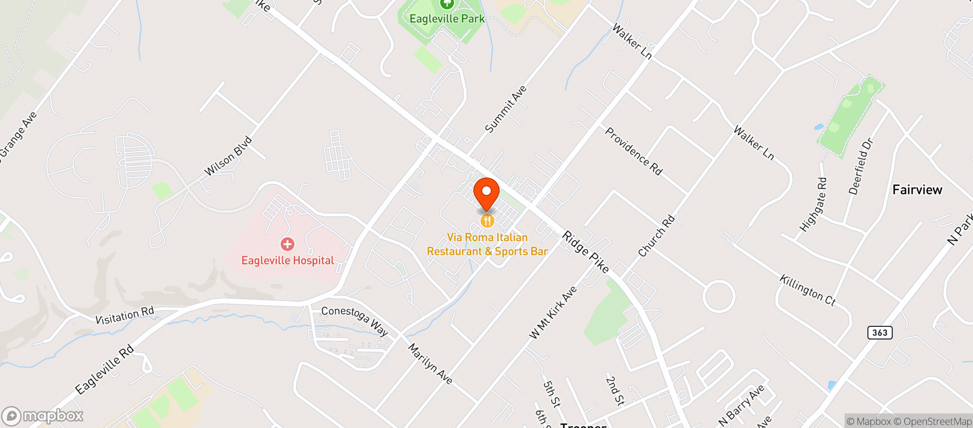 Map showing Via Roma Pizza & Restaurant