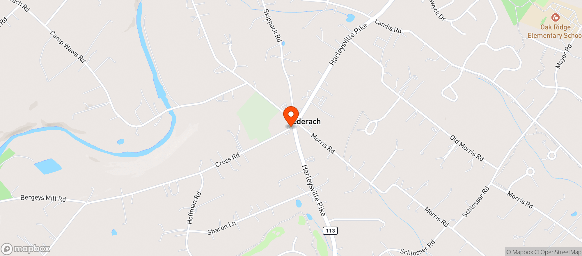 Map showing Lederach Corner Store Piano Bar