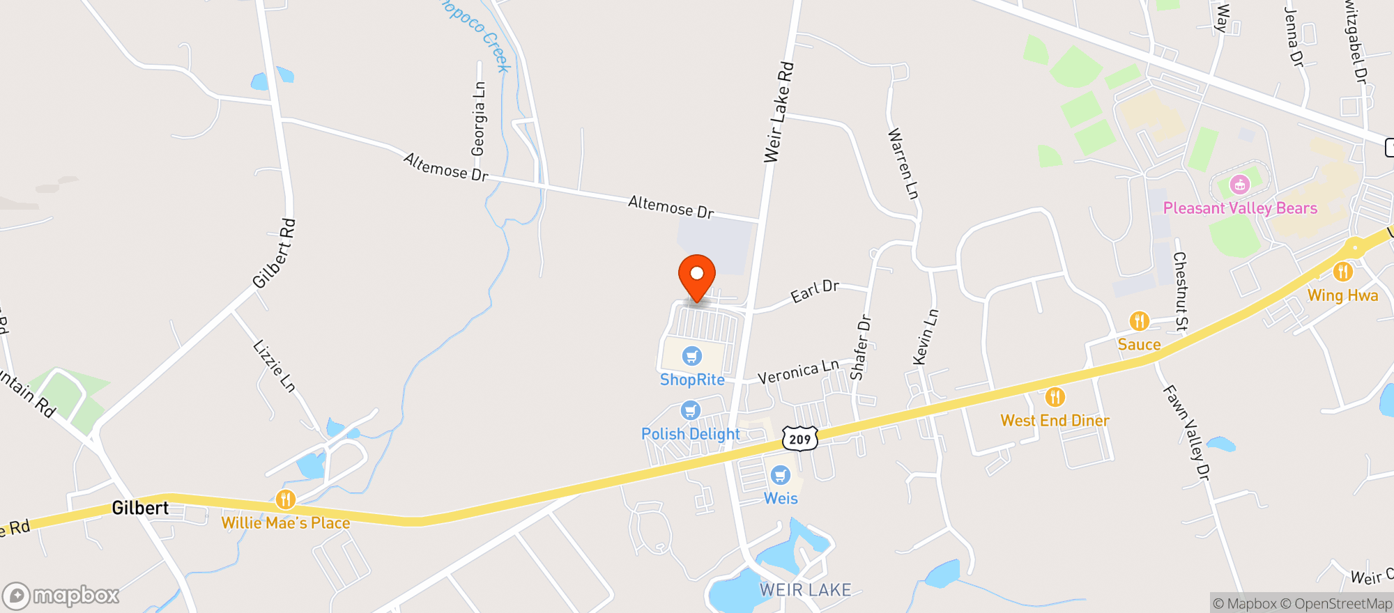 Map showing Kinsleys Beer To Go