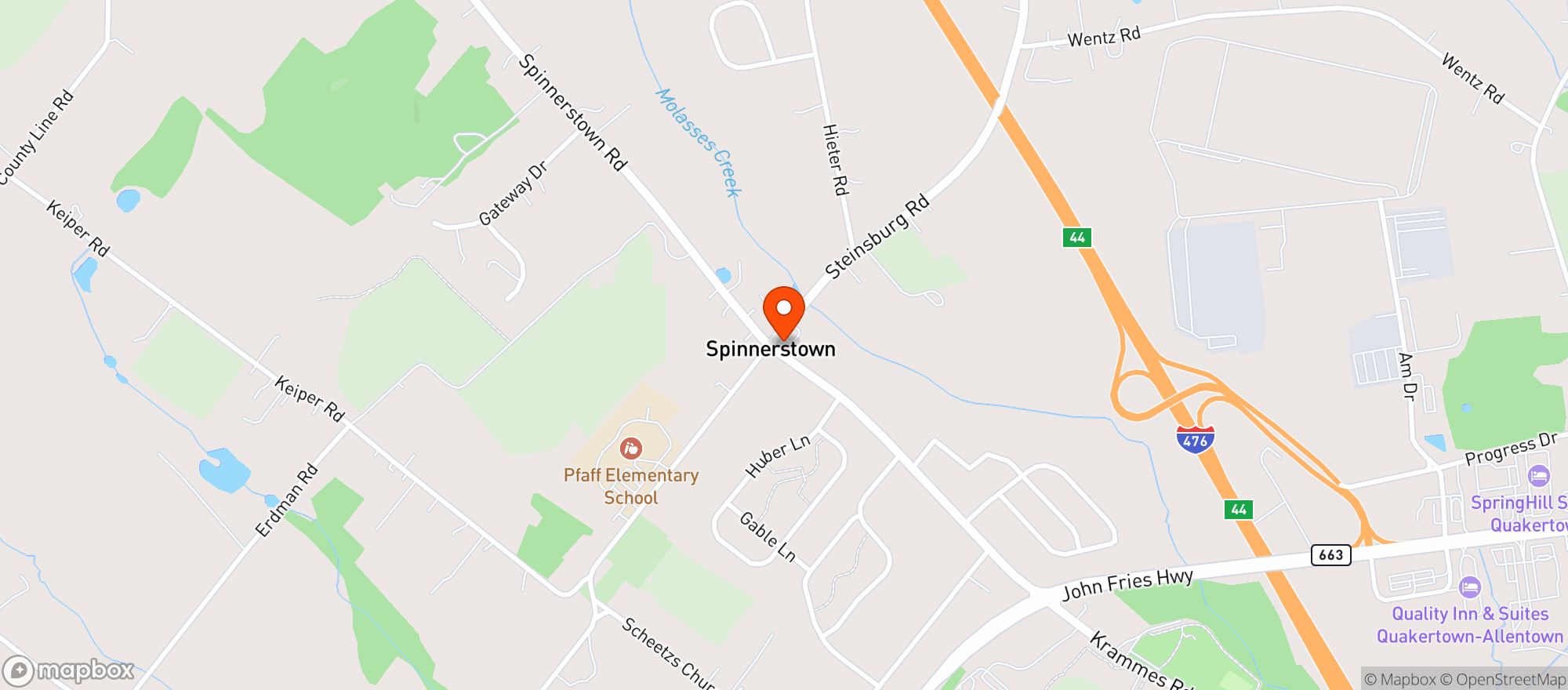 Map showing Spinnerstown Hotel