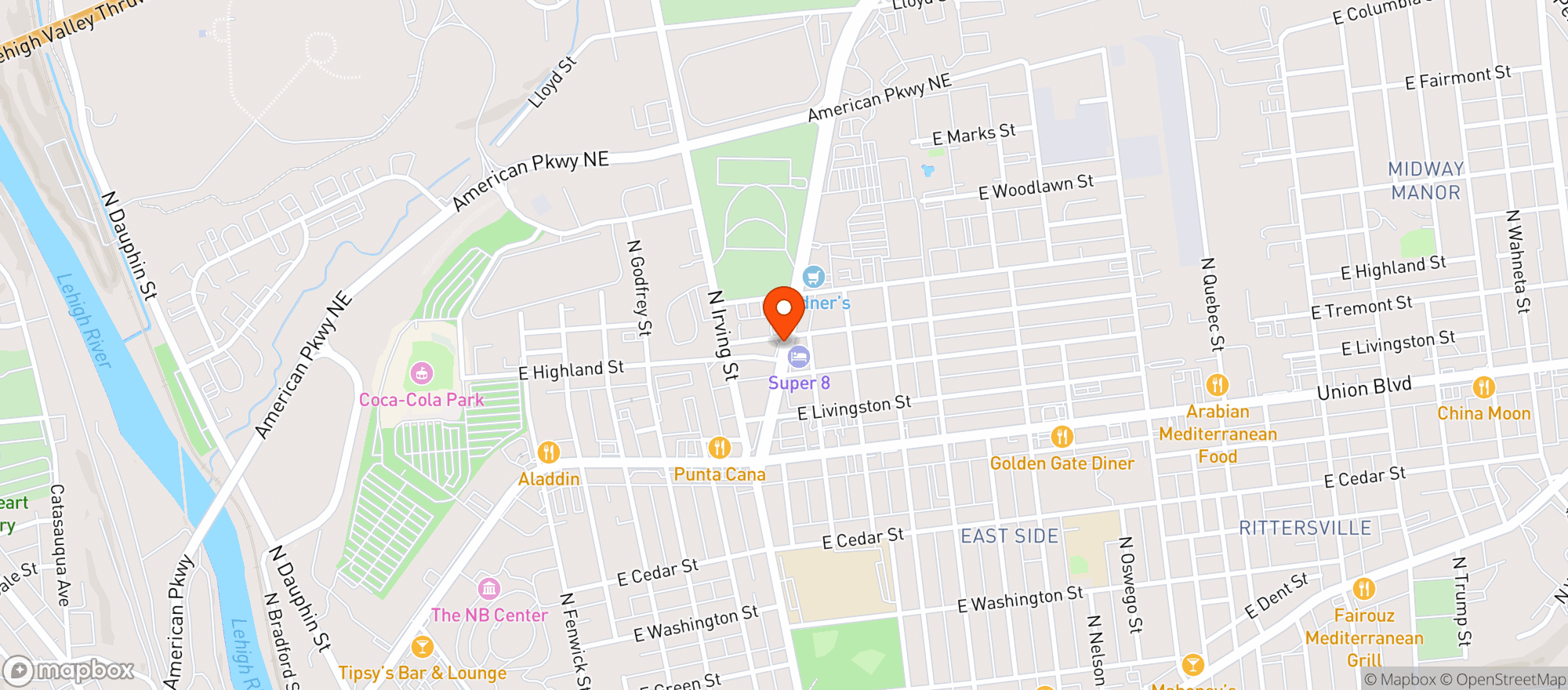 Map showing Eastside Family Beverage