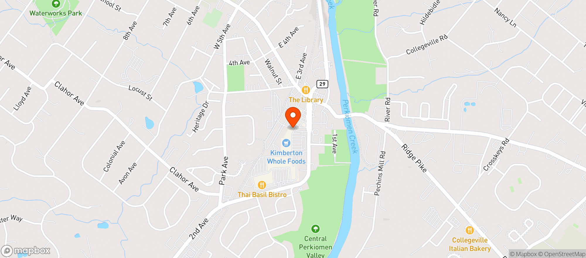 Map showing Kimberton Whole Foods