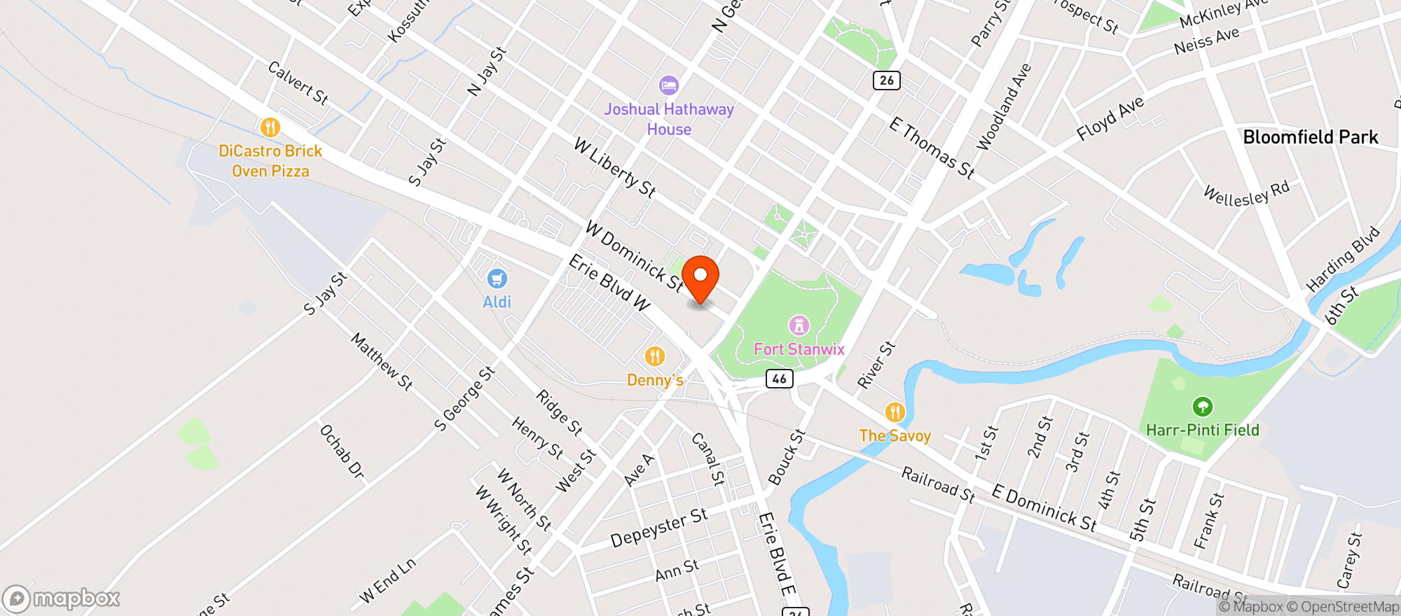 Map showing Bostwick Liquors Inc