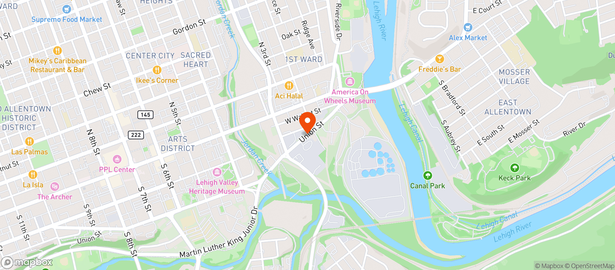 Map showing Wise Guys Beer Depot