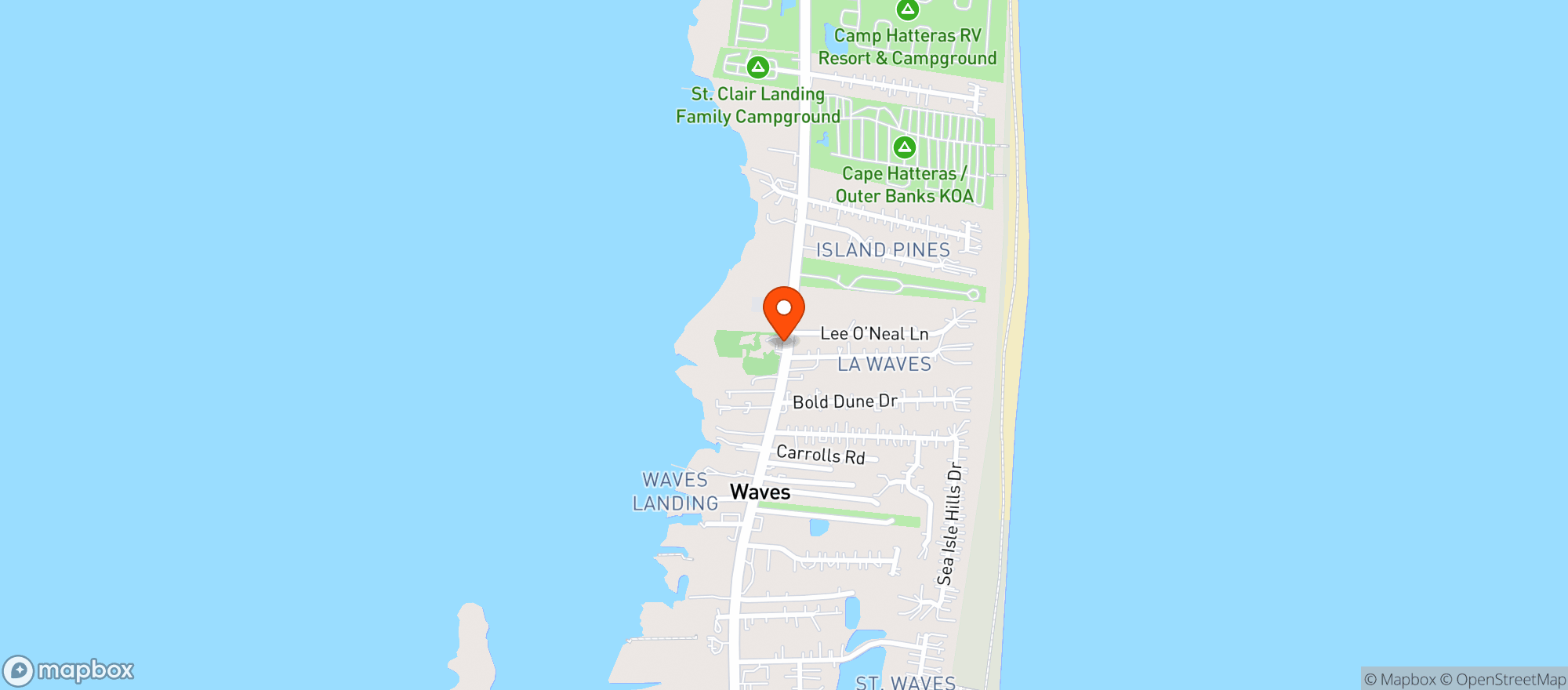 Map showing Waves Market & Deli