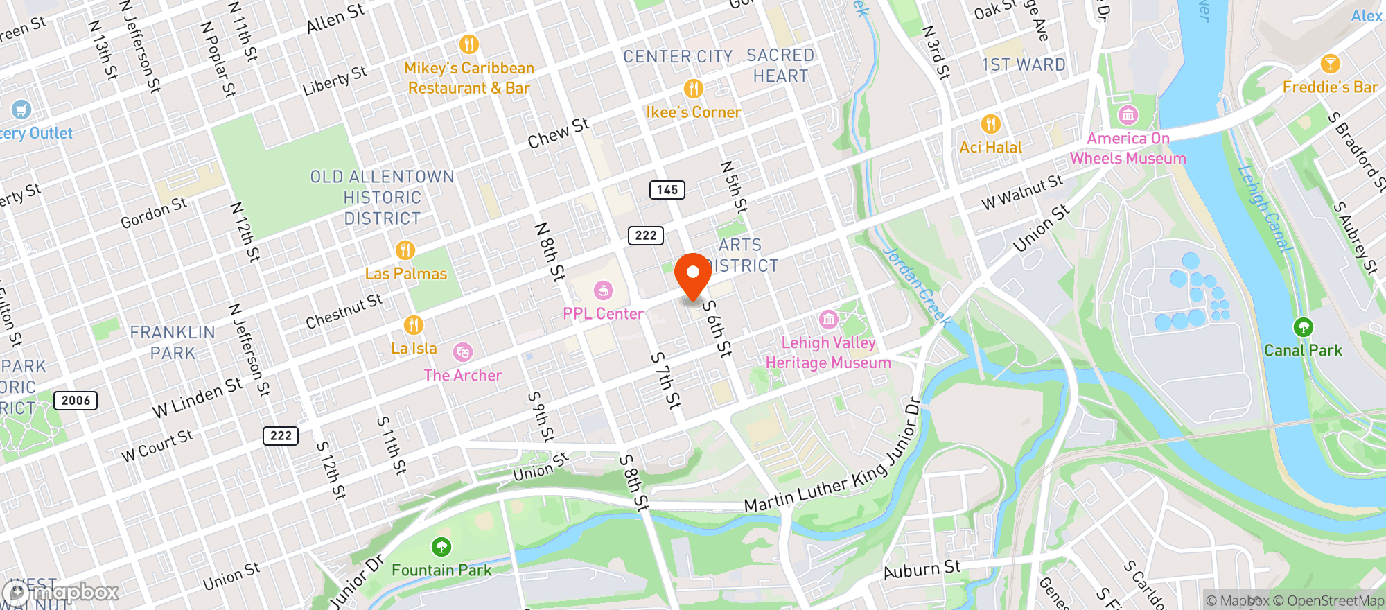 Map showing Max & Butters