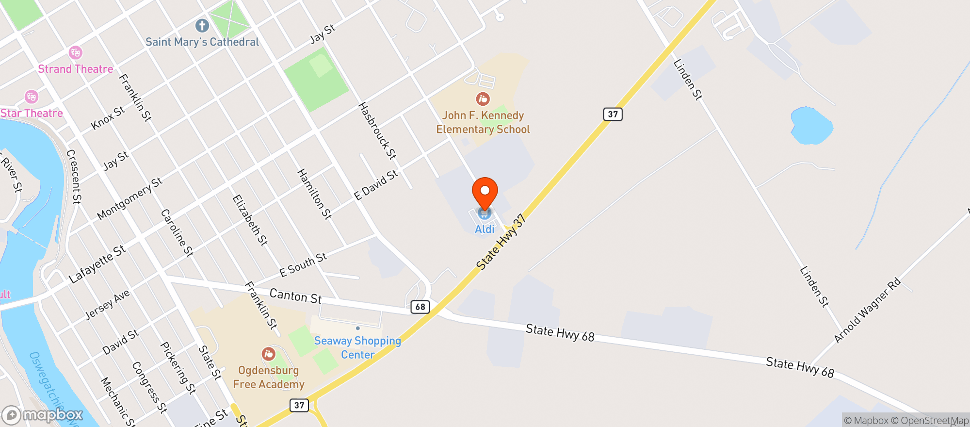Map showing Aldi