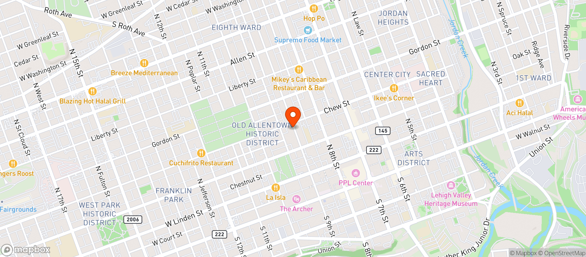 Map showing 9th St Mkt
