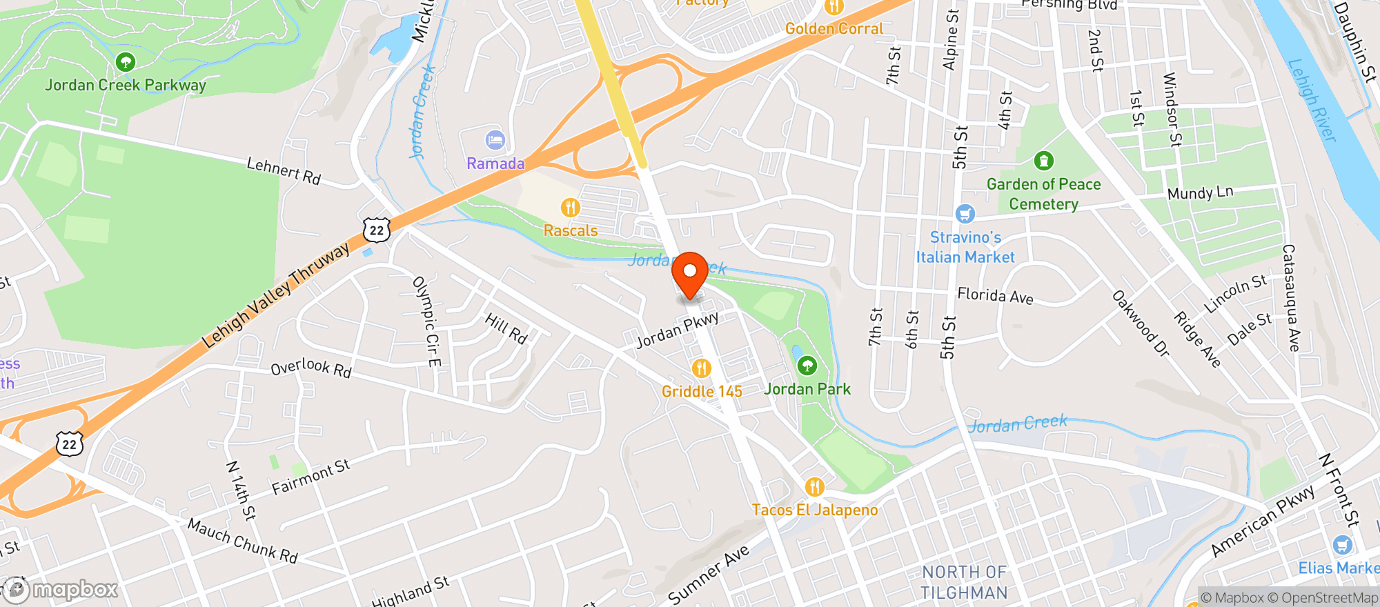 Map showing Jordan Park Beverage