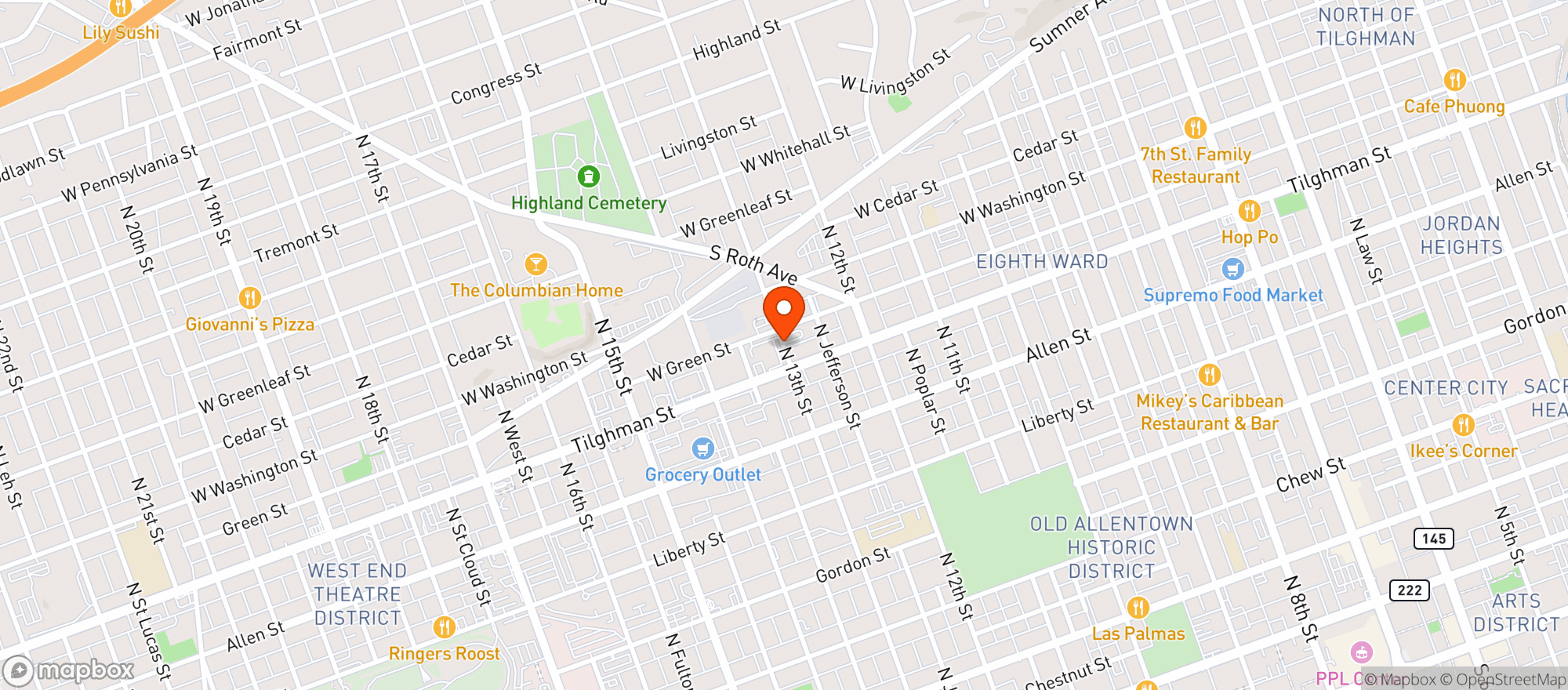 Map showing Liberty Bell Beverage