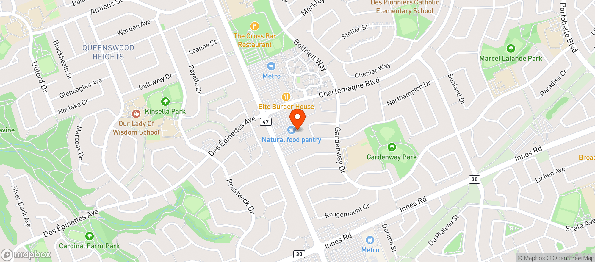 Map showing Natural Food Pantry - Orleans