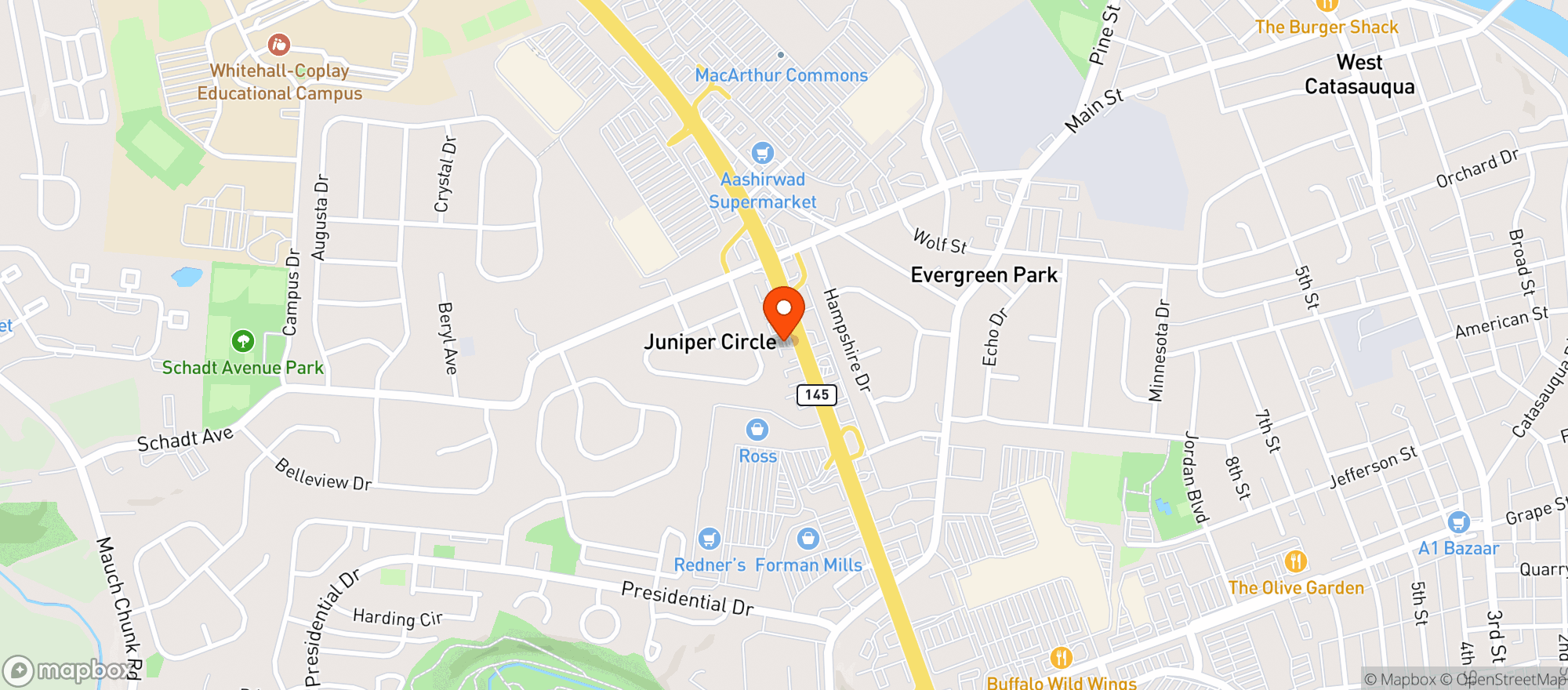 Map showing Food Mart