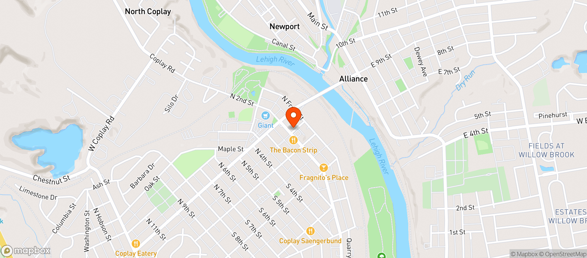 Map showing 2nd Street Tavern