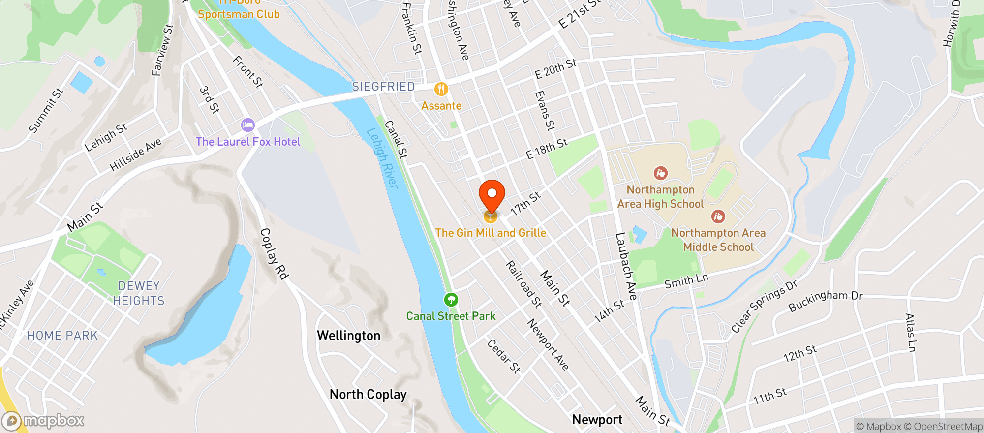 Map showing The Gin Mill