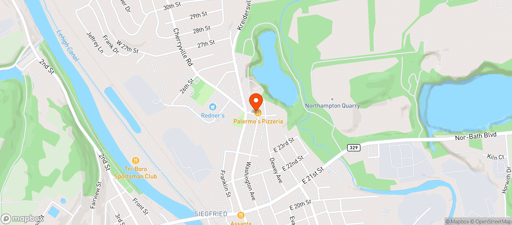 Map showing Palermos Italian Grill