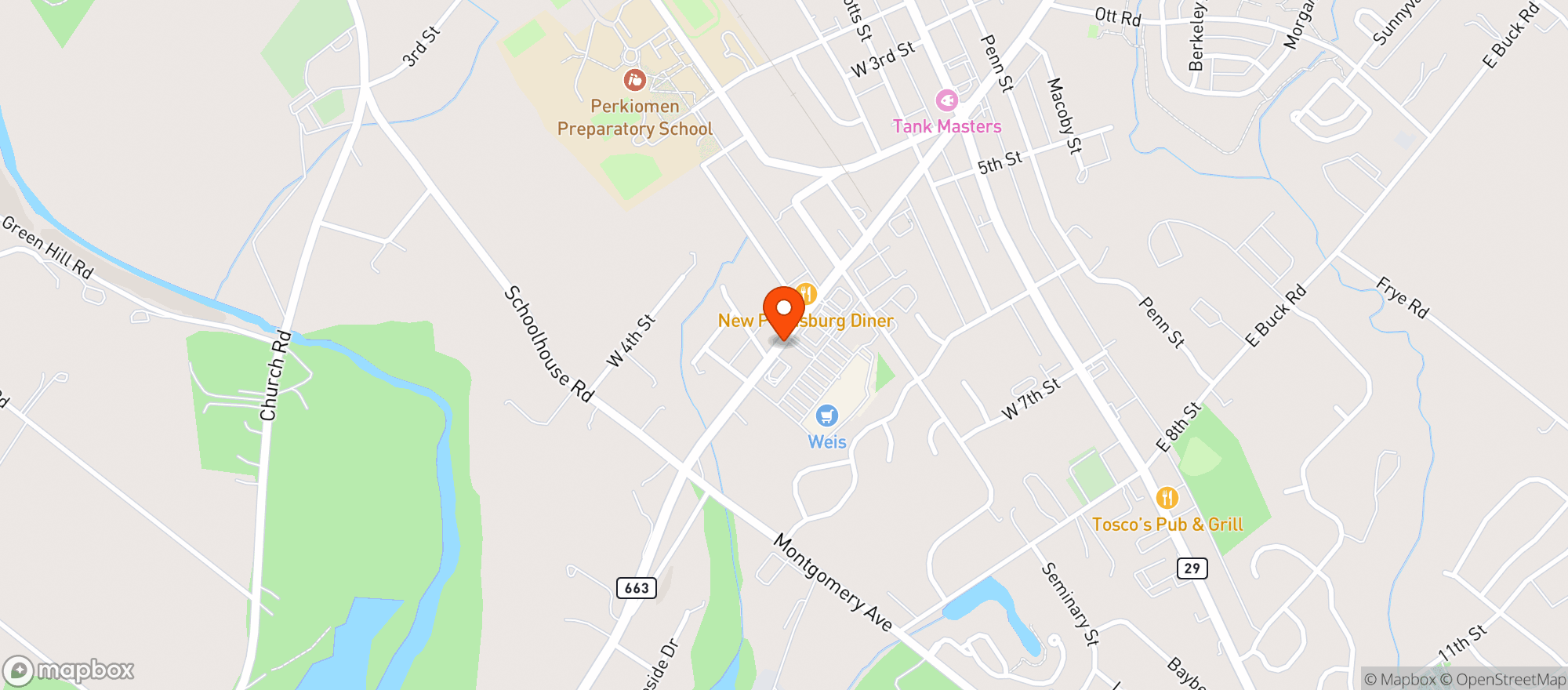 Map showing Pizza Como & Pc Pub