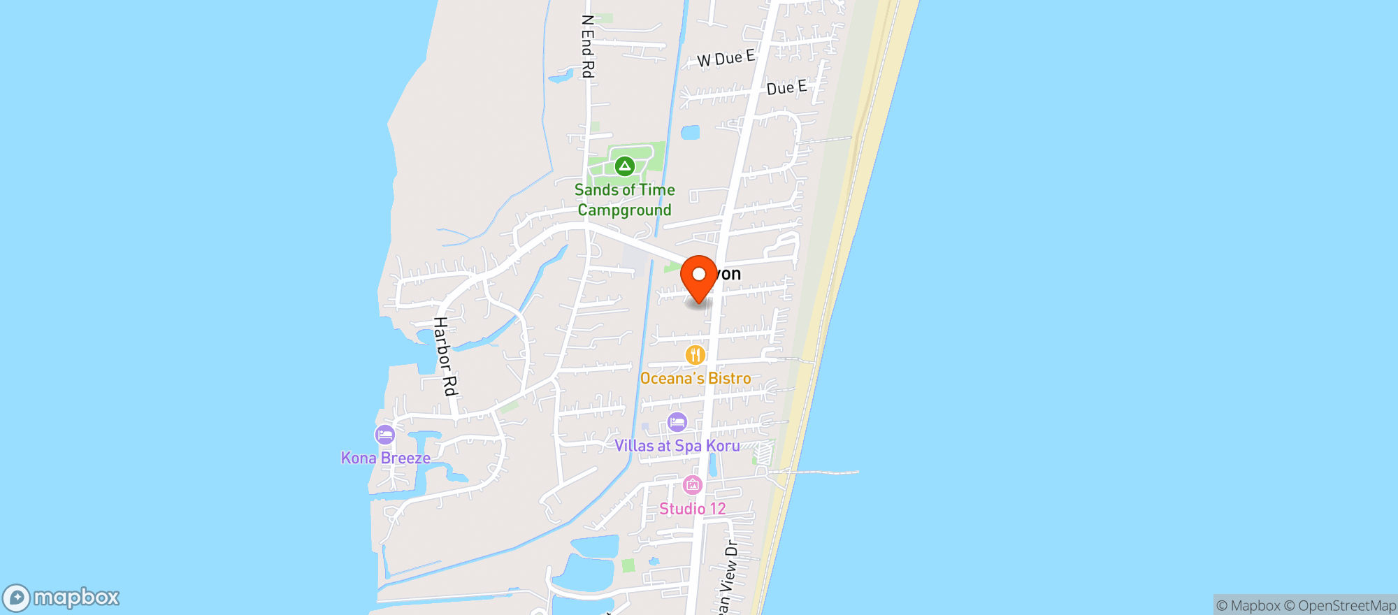 Map showing Simply Obx & X-Treme Arcade