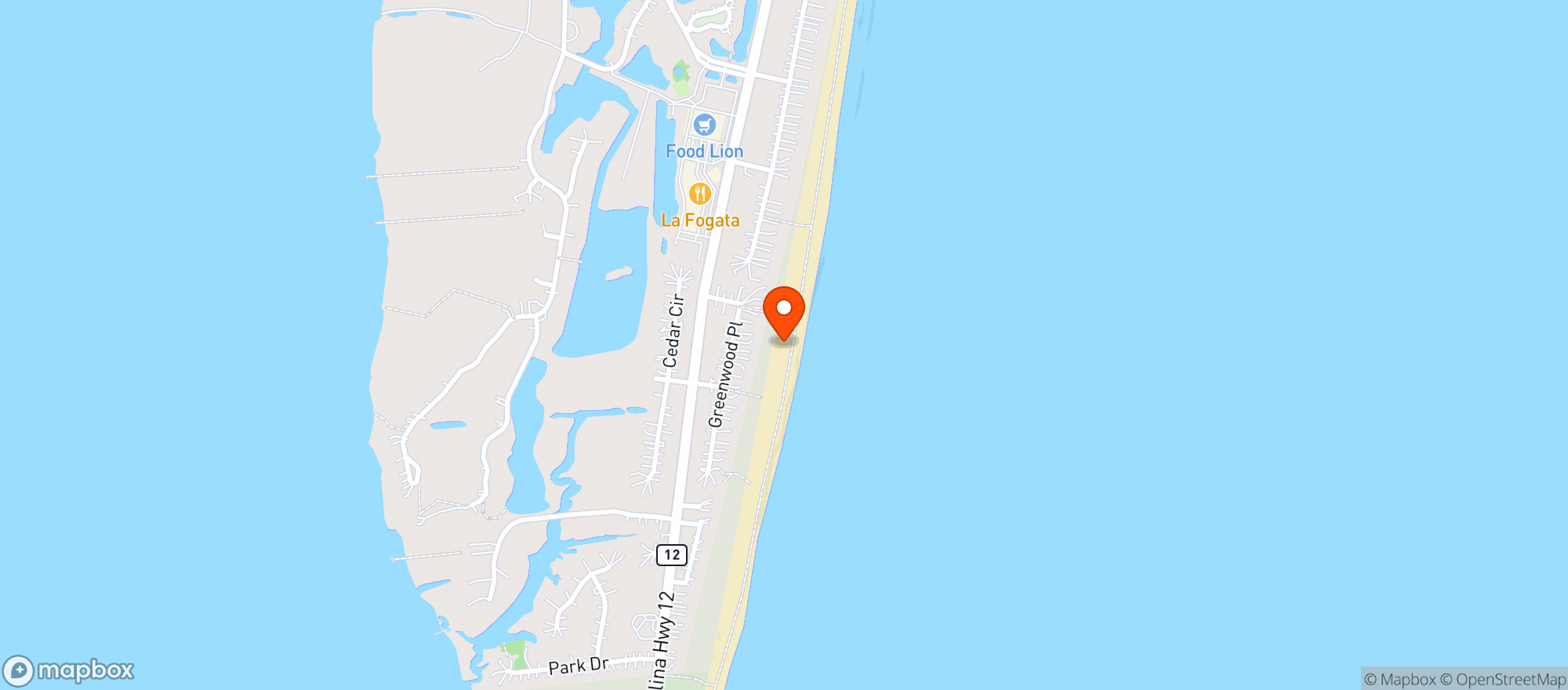 Map showing Drive-on Avon Nc