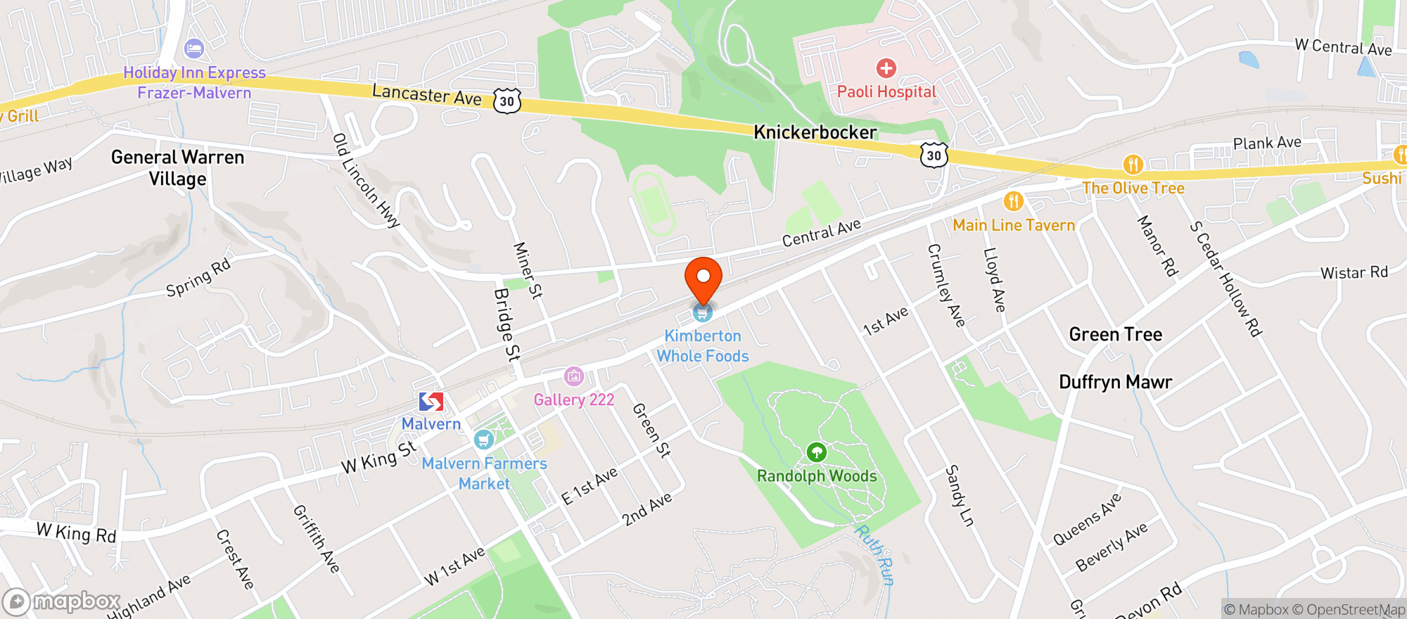Map showing Kimberton Whole Foods