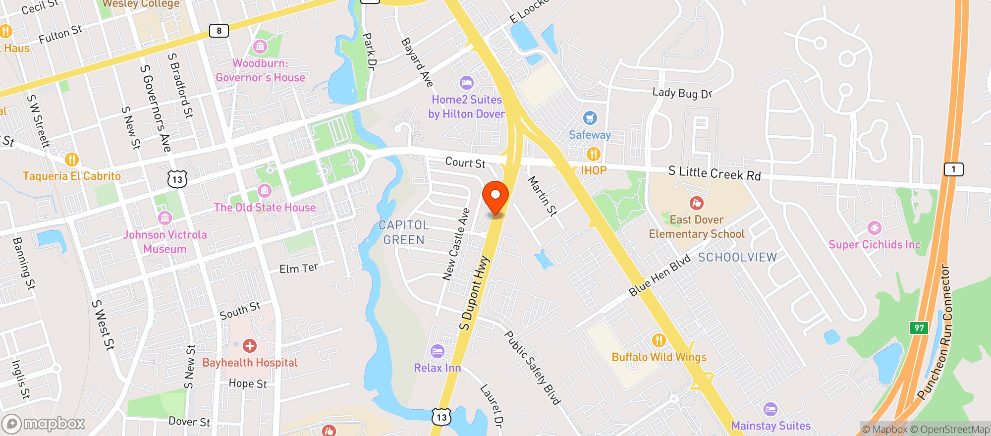 Map showing Court Street Liquors