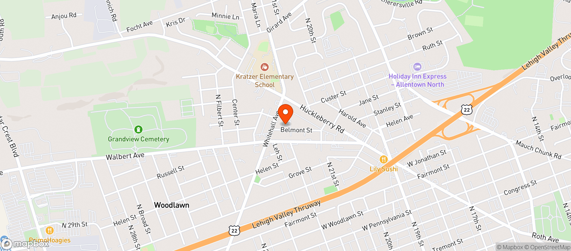 Map showing Woodlawn Social Club