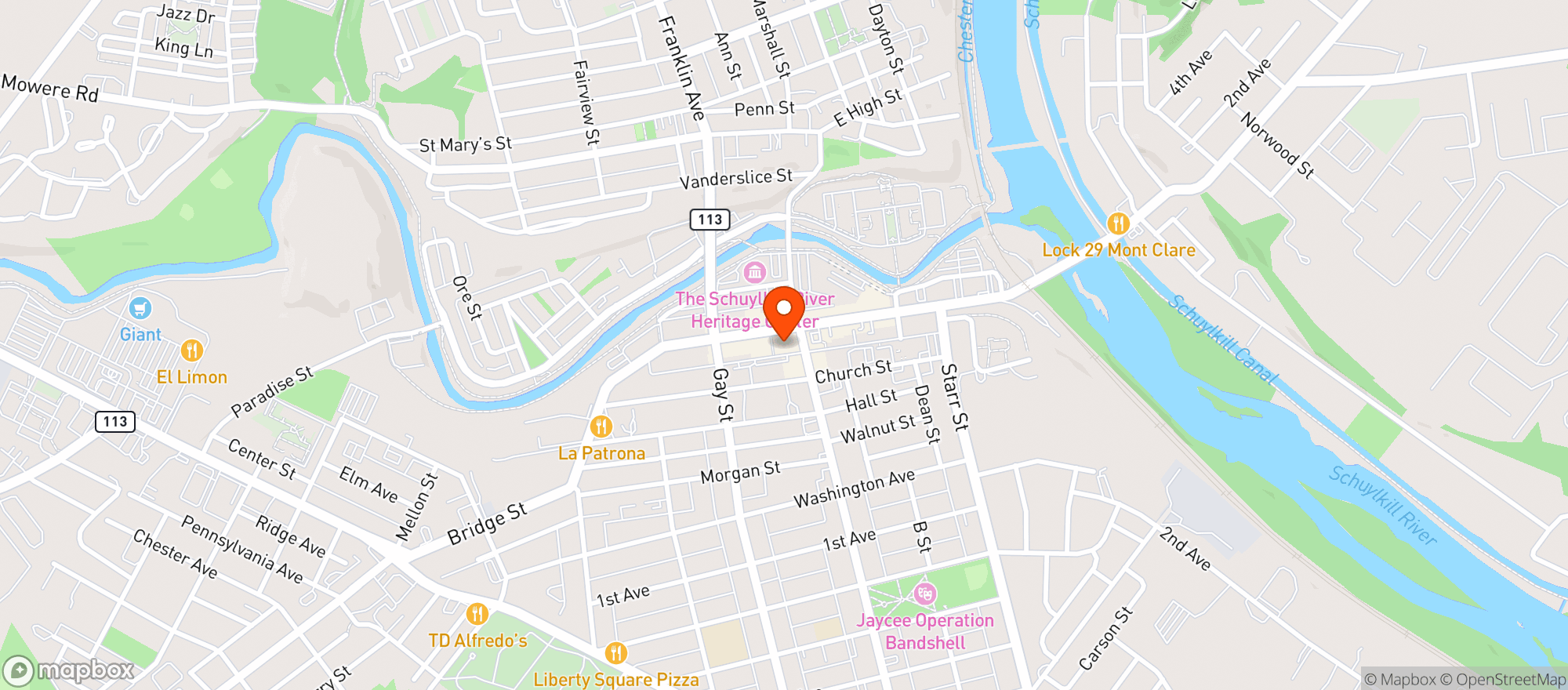 Map showing Bistro On Bridge