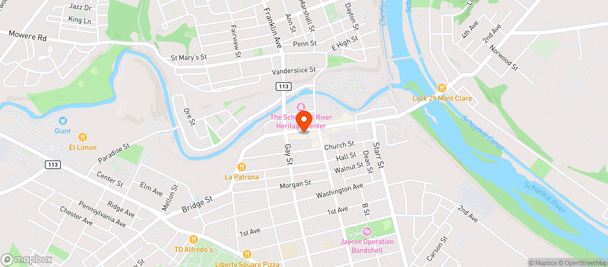 Map showing Rivertown Taps
