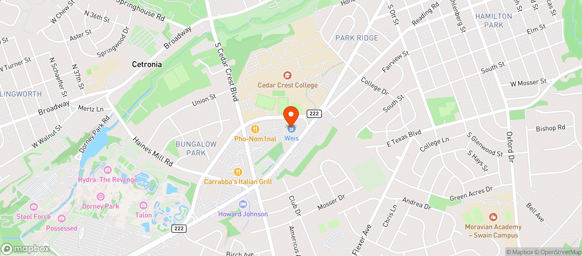 Map showing Weis Market Cafe