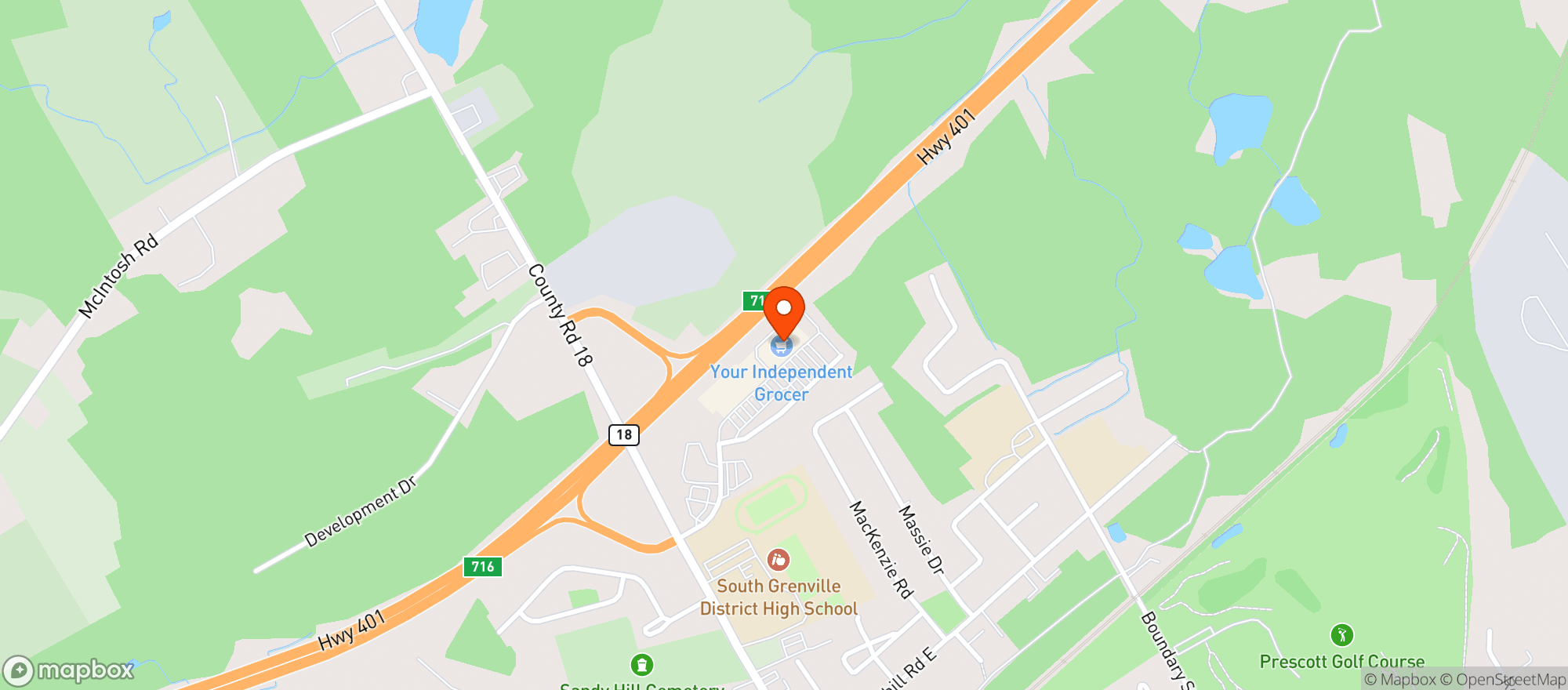 Map showing Independent Grocer Store