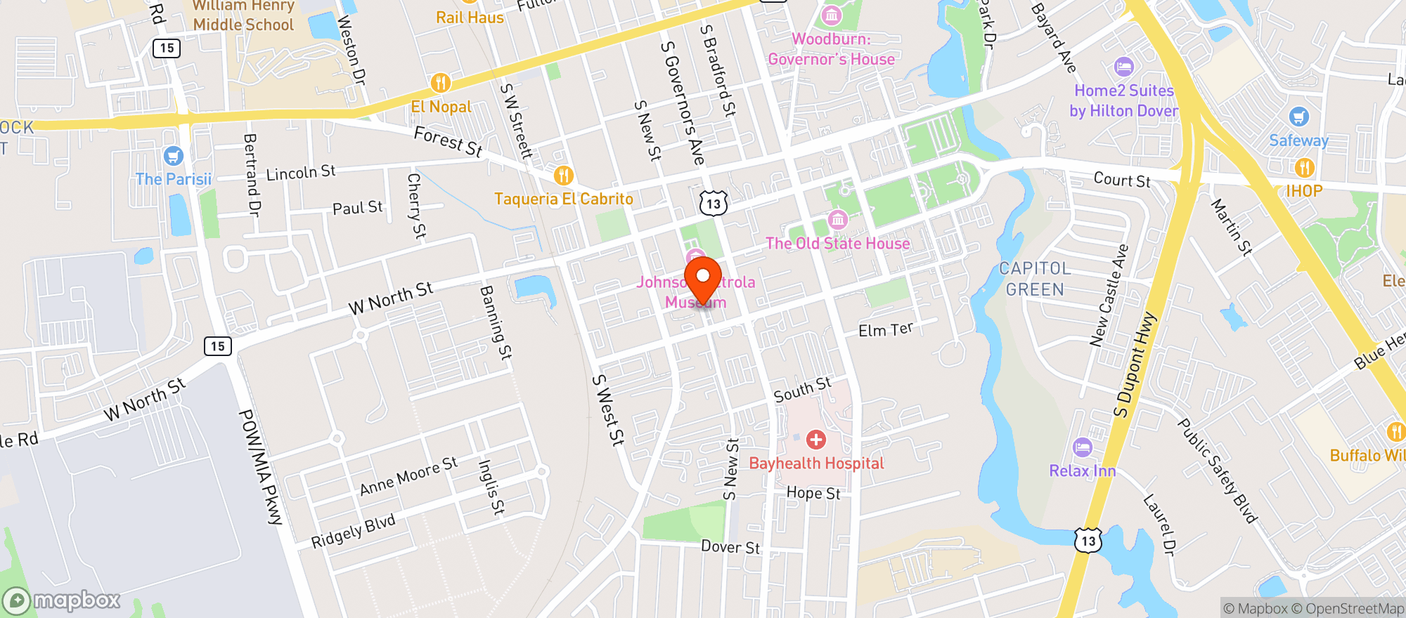 Map showing Ben Bows Package Store