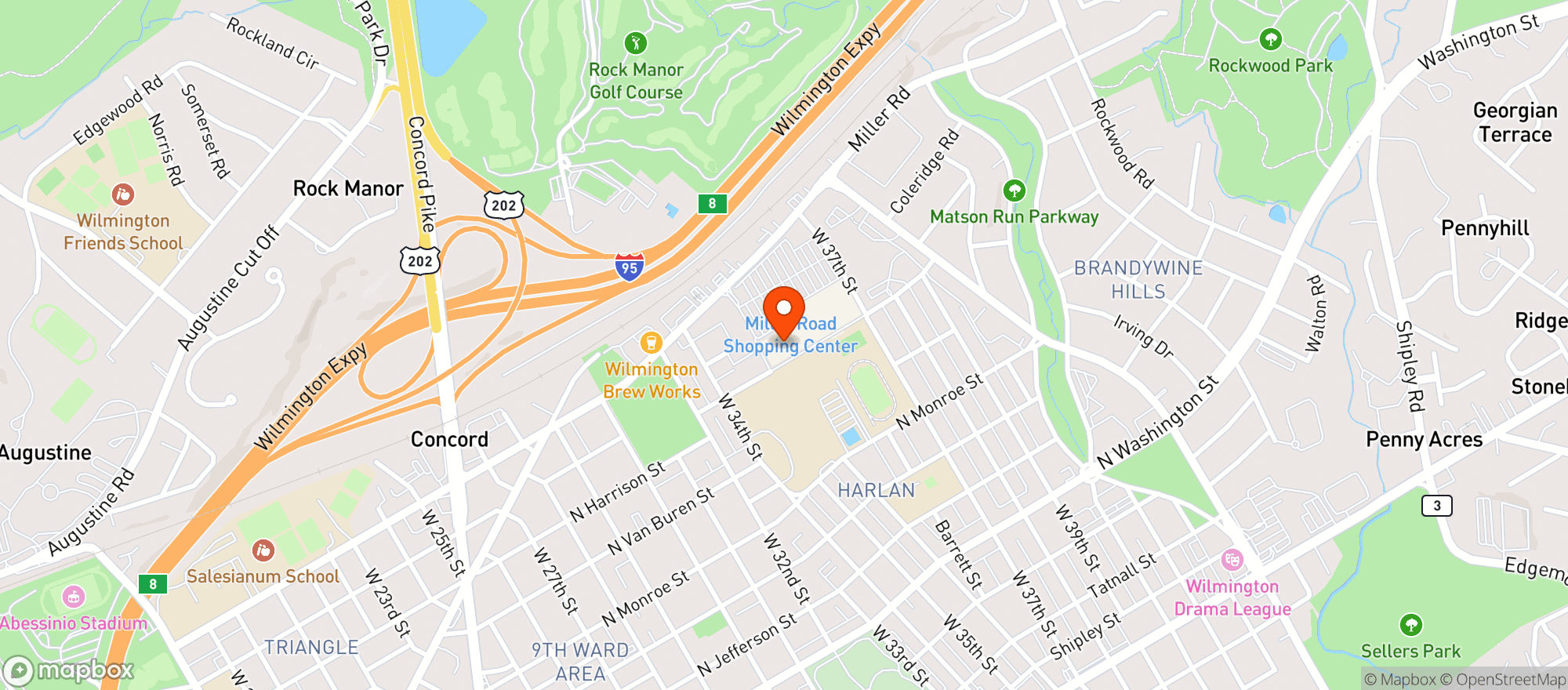 Map showing Miller Road Liquor