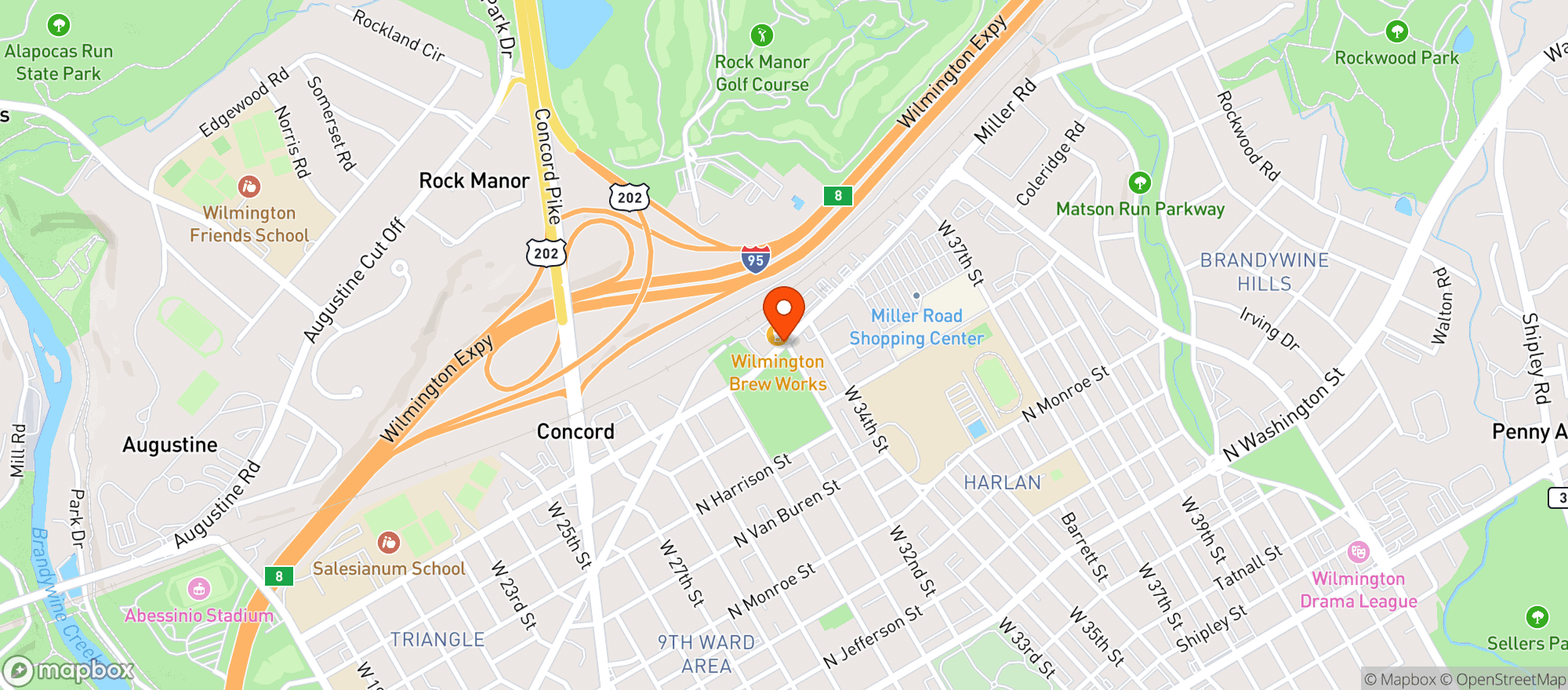 Map showing La Pizzeria Metro
