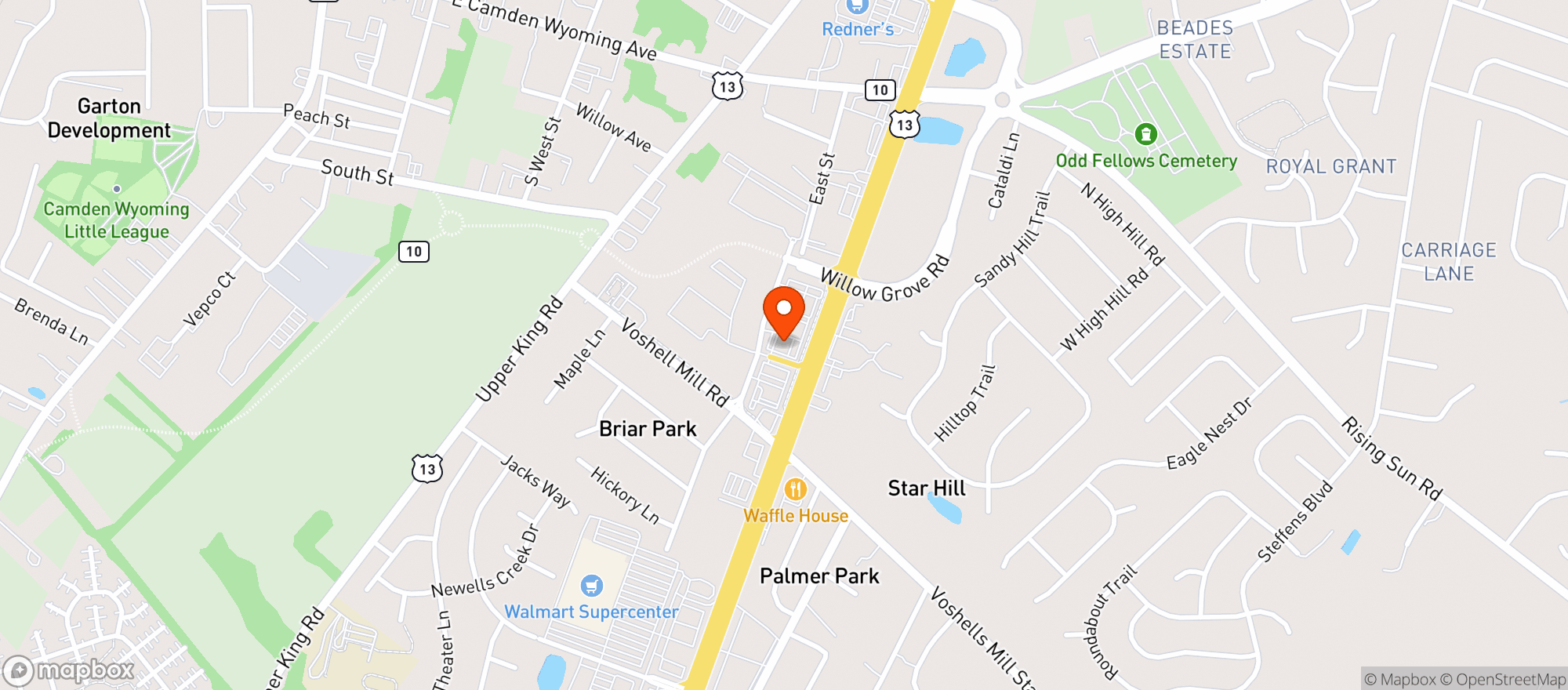 Map showing Grotto Pizza
