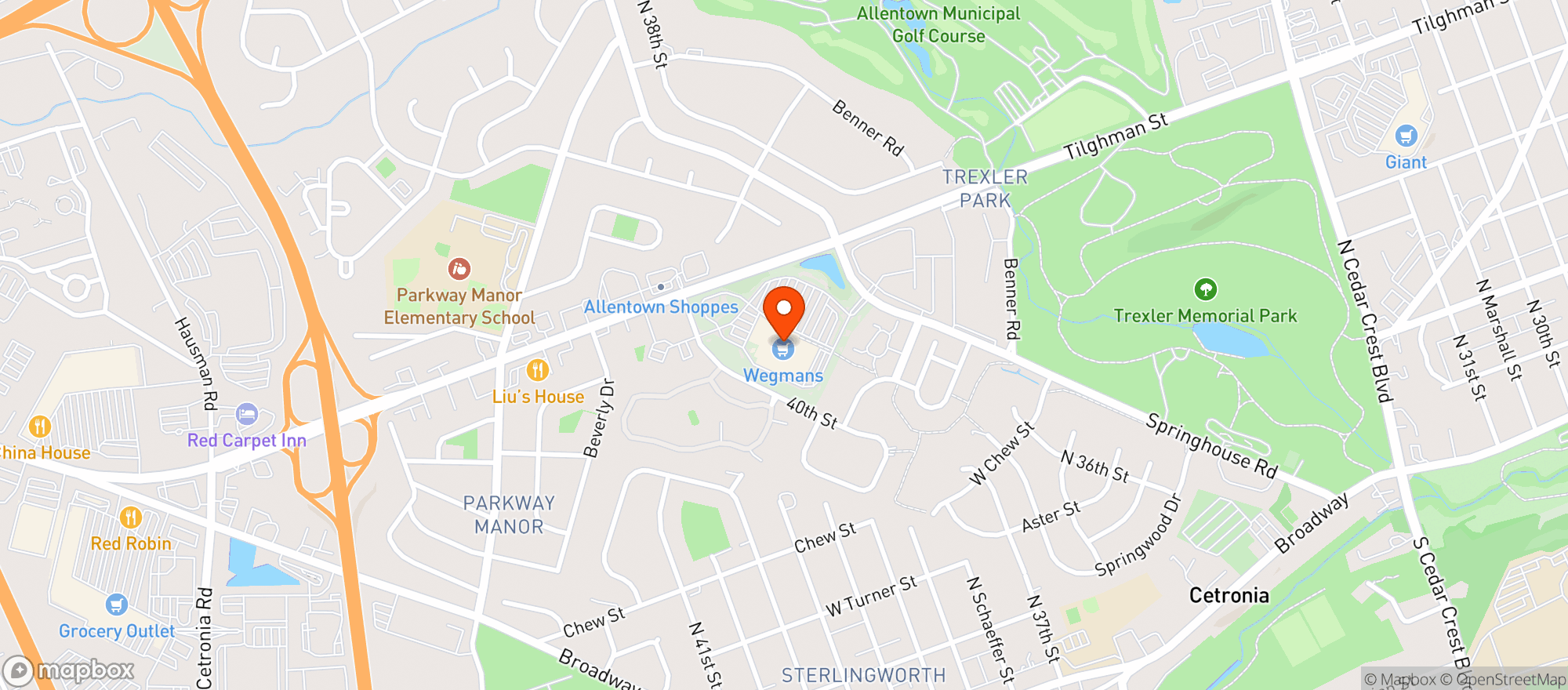 Map showing Wegmans Tilghman St.