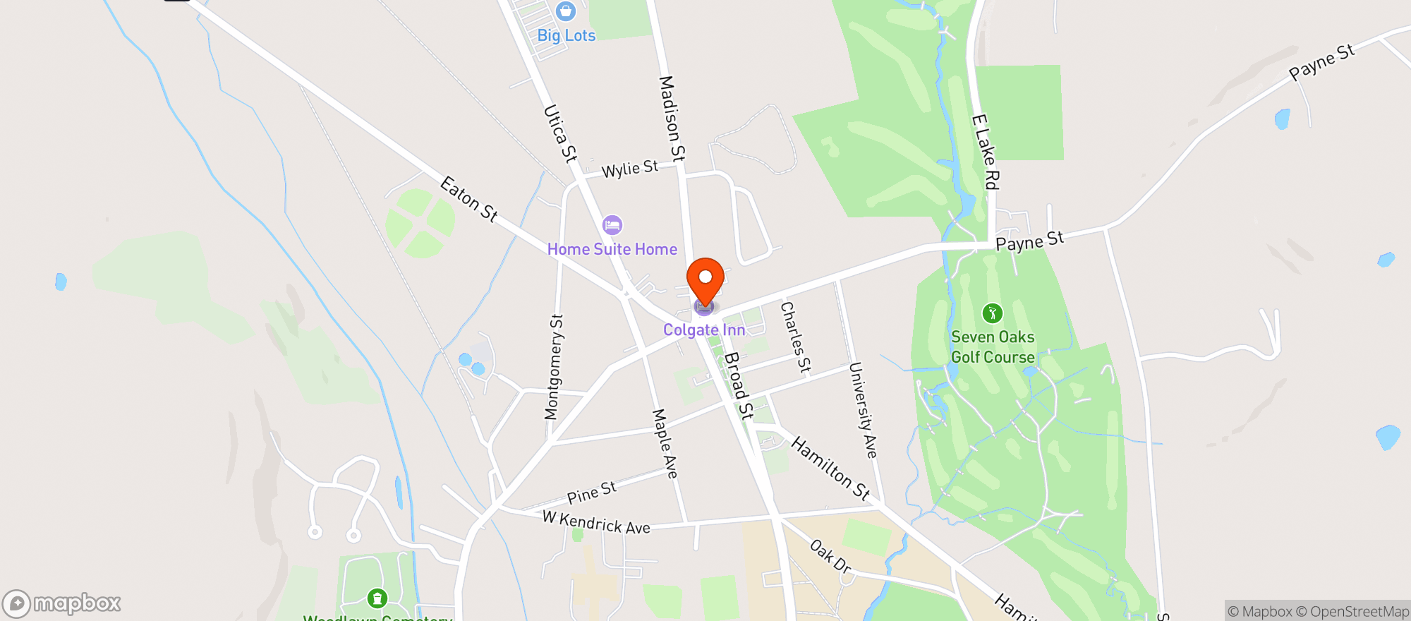 Map showing Colgate Inn