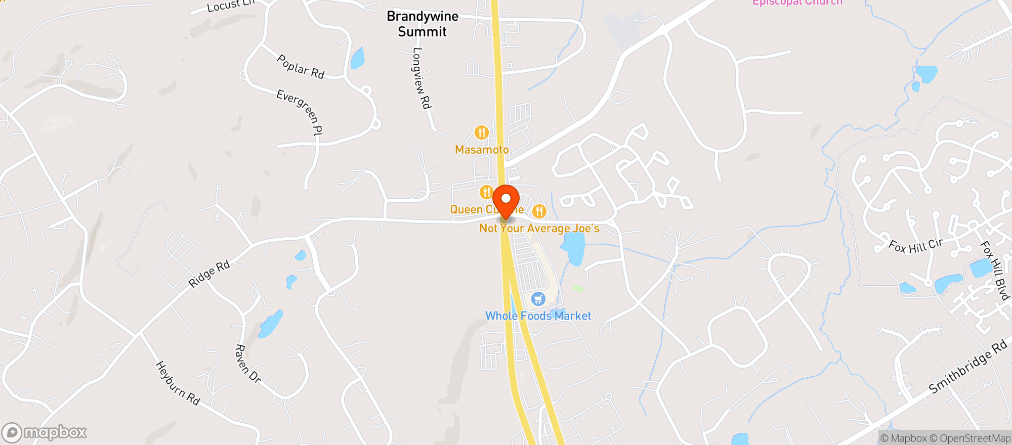 Map showing Whole Foods- Glen Mills