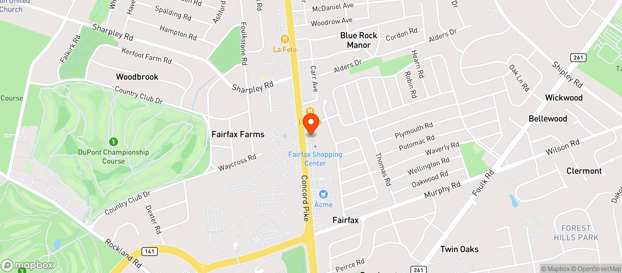 Map showing Fairfax Liquors