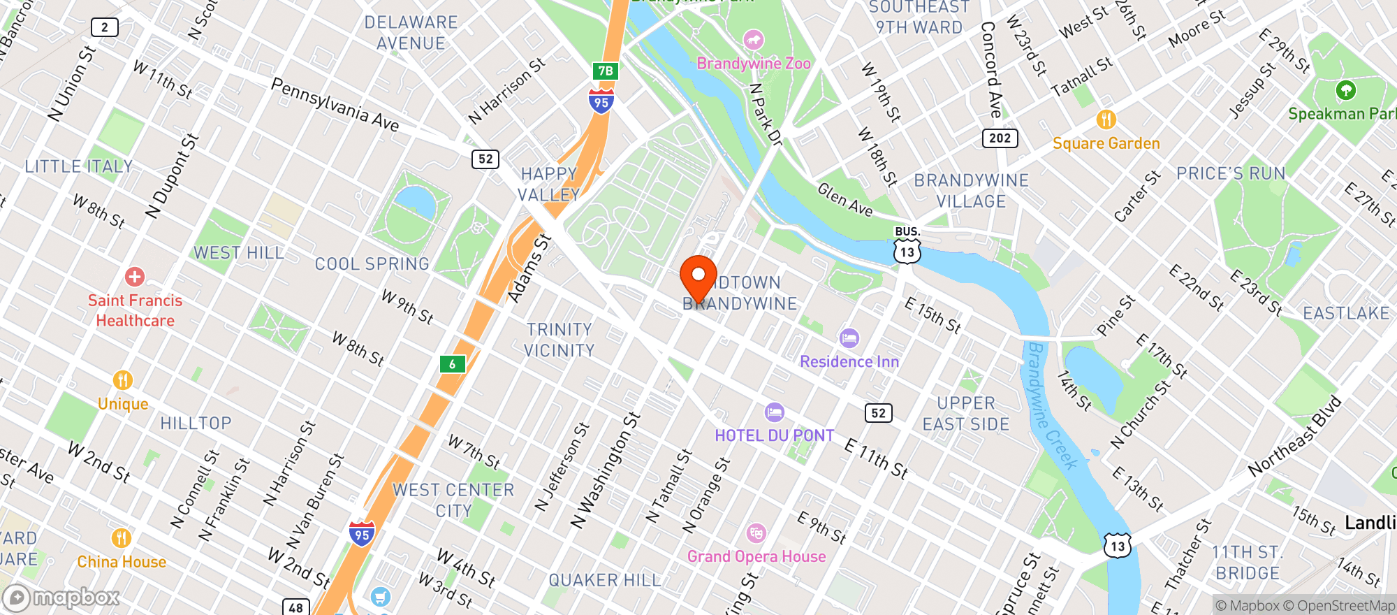Map showing Washington Street Ale House