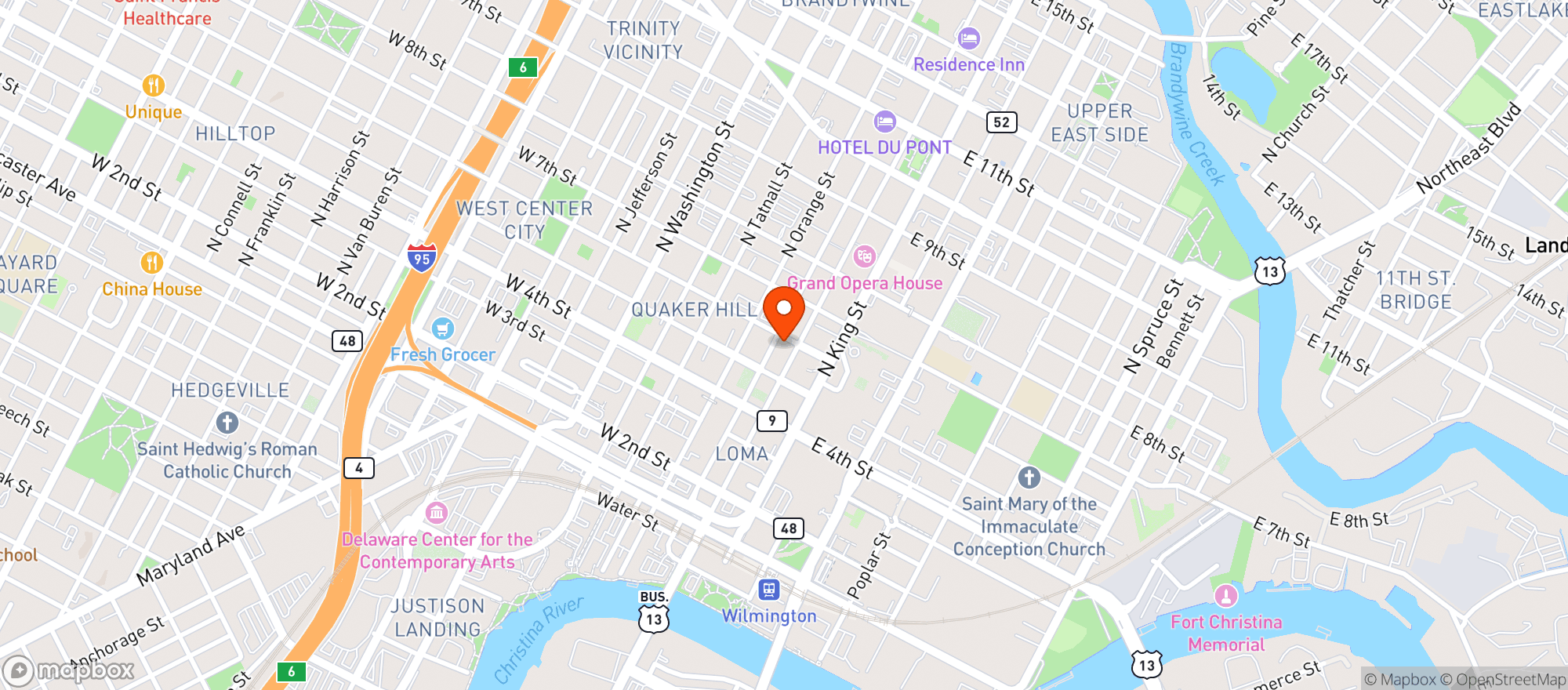 Map showing The Quoin