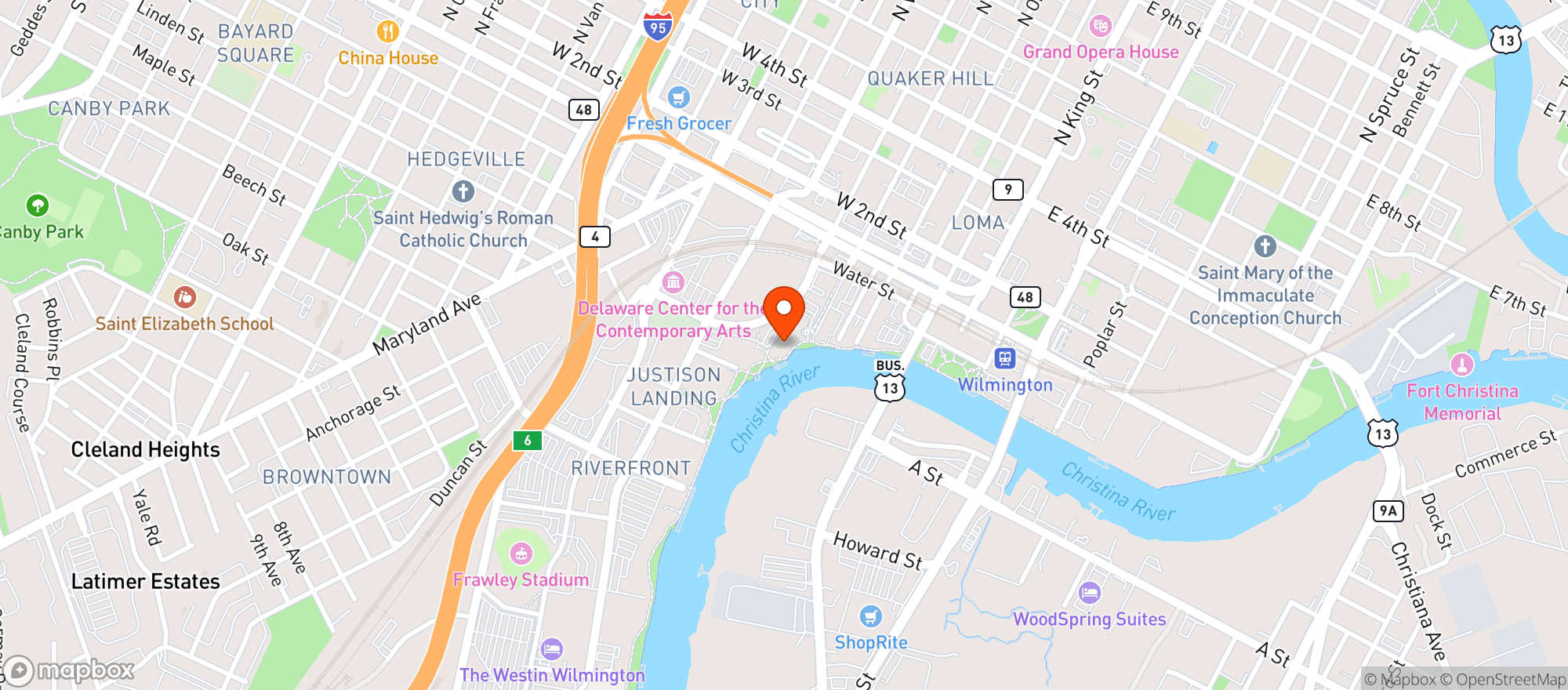 Map showing Docklands Riverfront