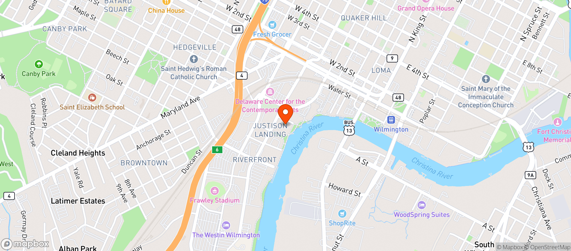 Map showing Constitution Yards Beer Garden