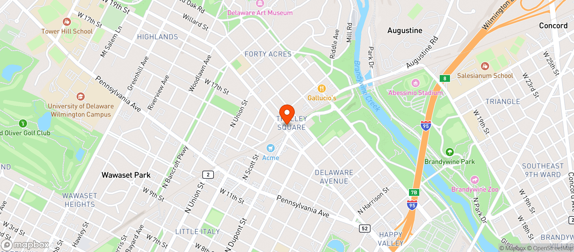 Map showing Trolley Square Oyster House