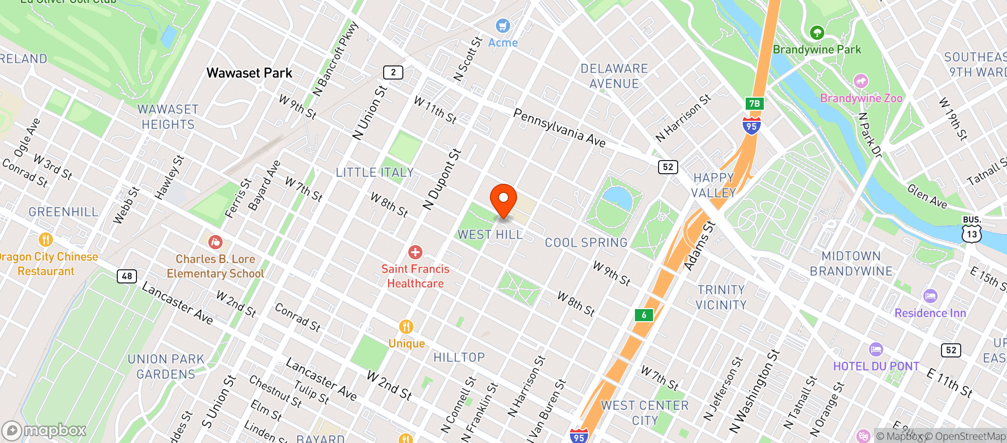 Map showing University & Whist Club